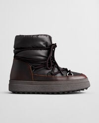 botas de cano médio com cadarço snowhill - marrom escuro