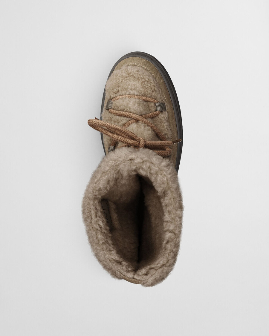 botas de cano médio com cadarço snowhill - cáqui quente