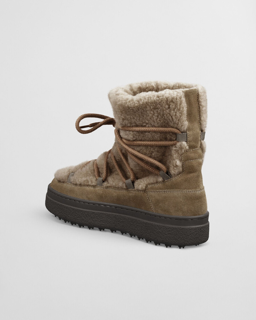 botas de cano médio com cadarço snowhill - cáqui quente