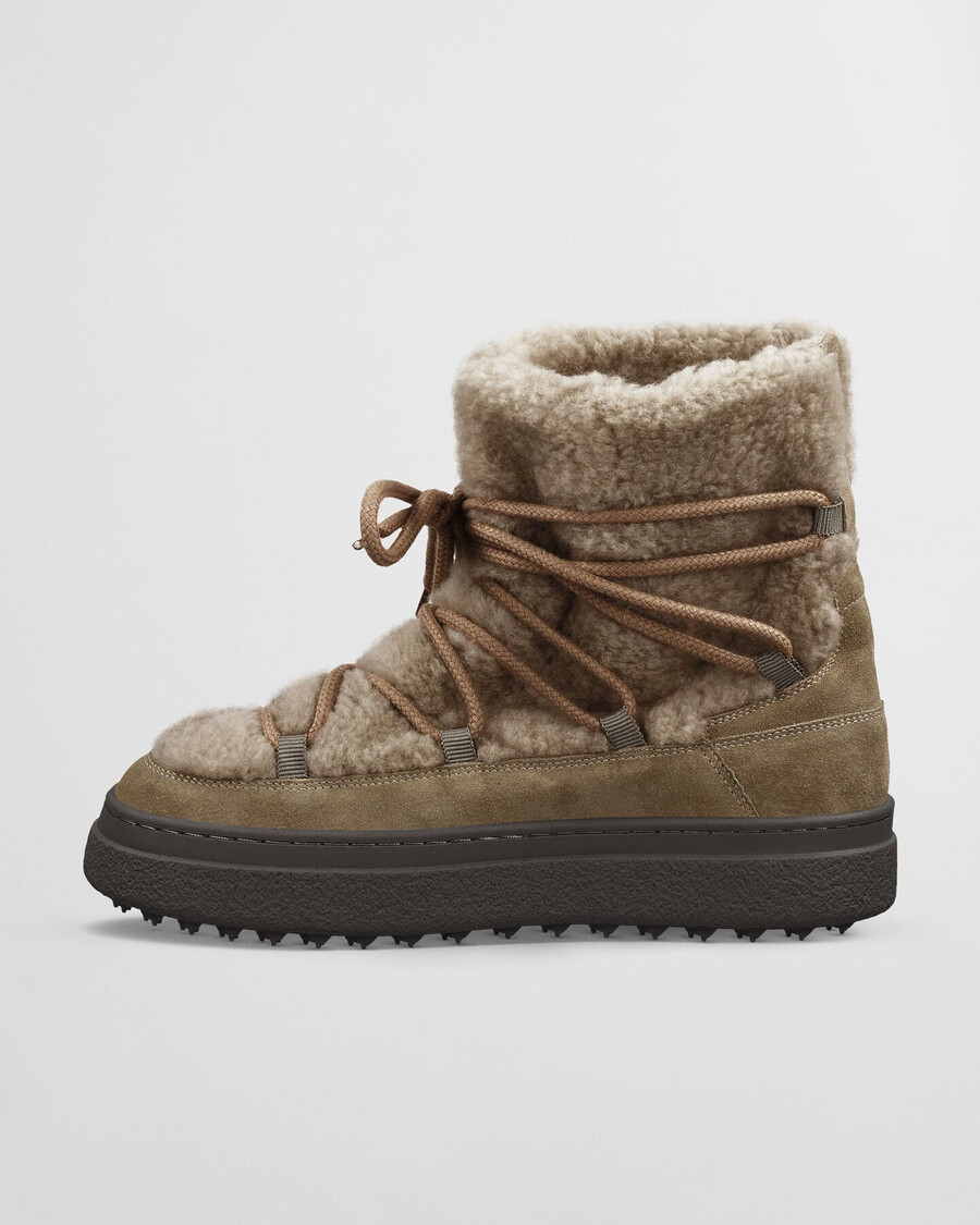 botas de cano médio com cadarço snowhill - cáqui quente
