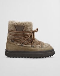 botas de cano médio com cadarço snowhill - cáqui quente