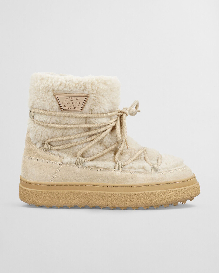 botas de cano médio com cadarço snowhill - areia seca