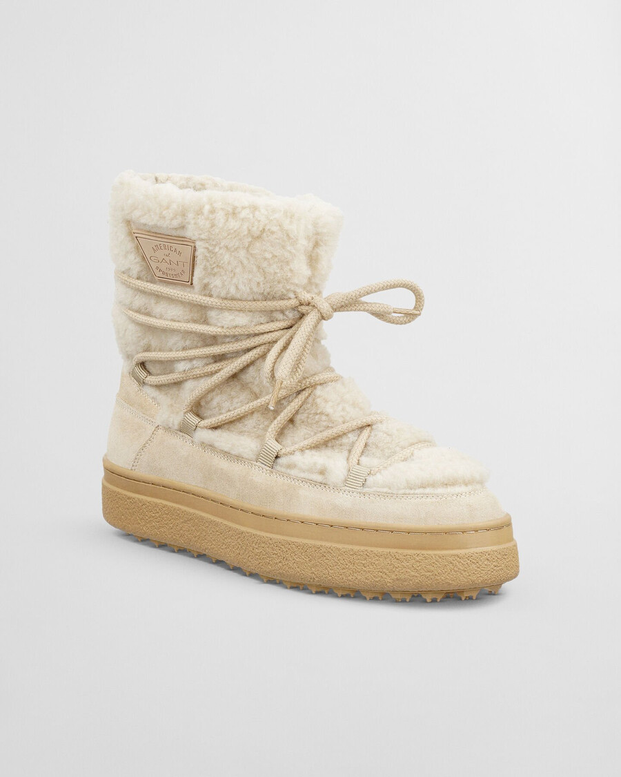 botas de cano médio com cadarço snowhill - areia seca