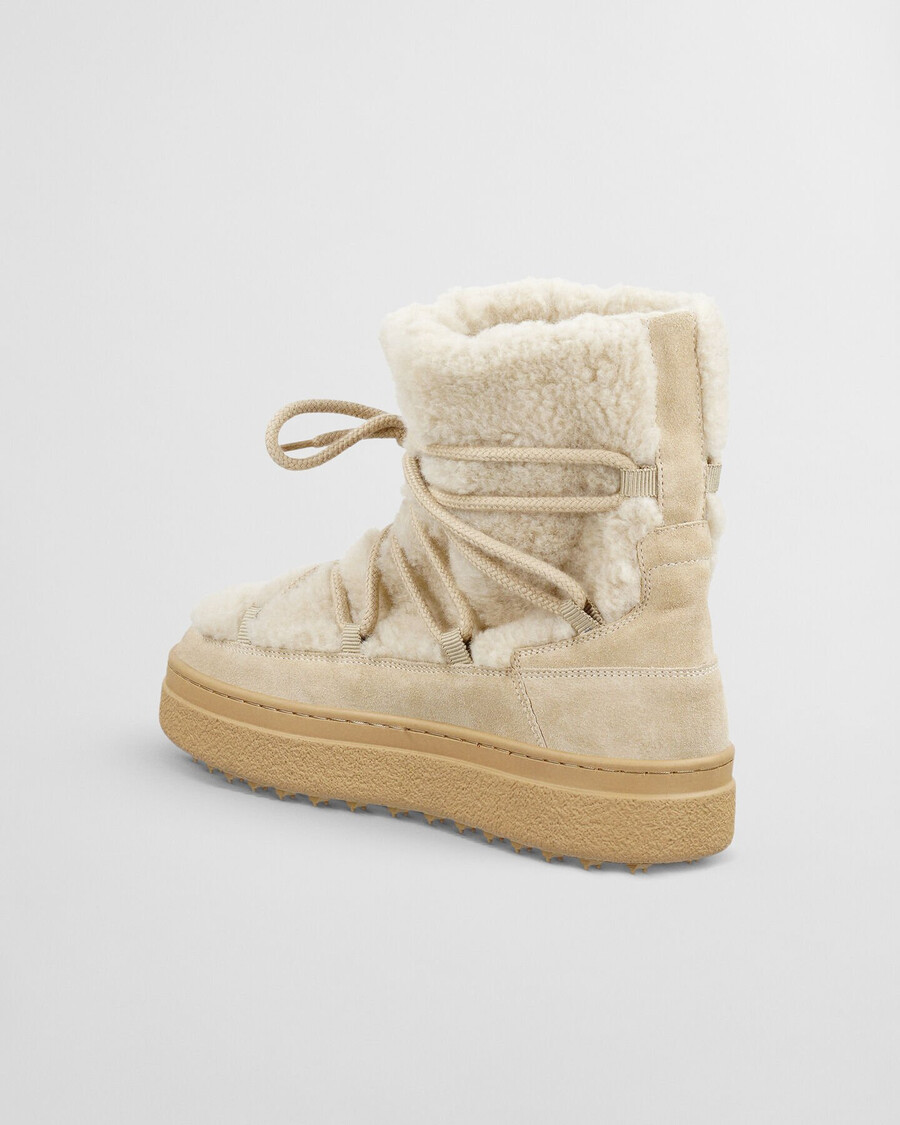 botas de cano médio com cadarço snowhill - areia seca