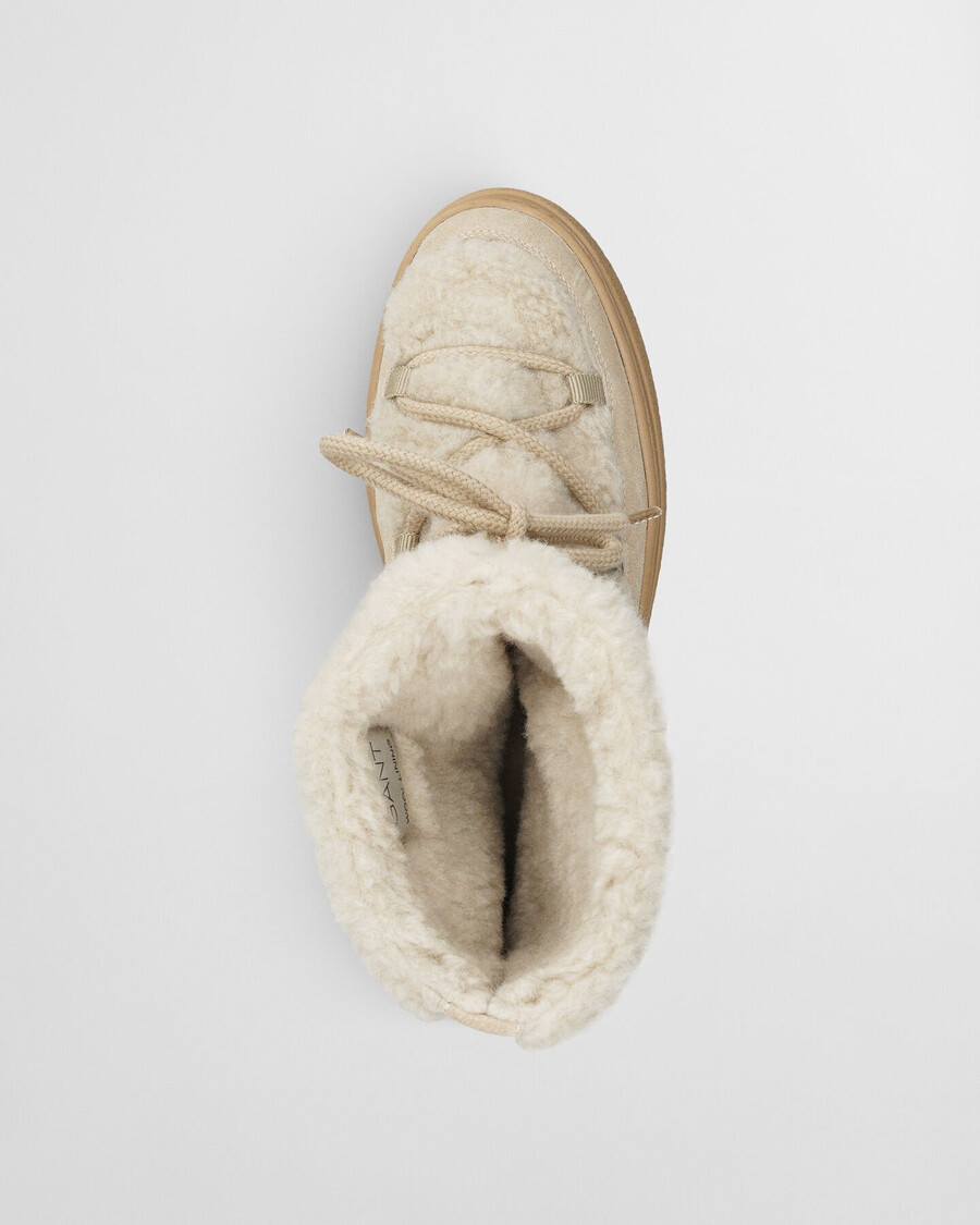 botas de cano médio com cadarço snowhill - areia seca