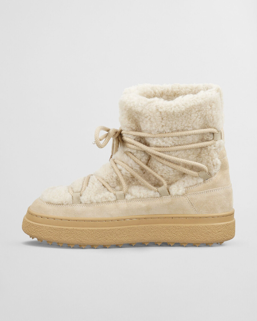 botas de cano médio com cadarço snowhill - areia seca