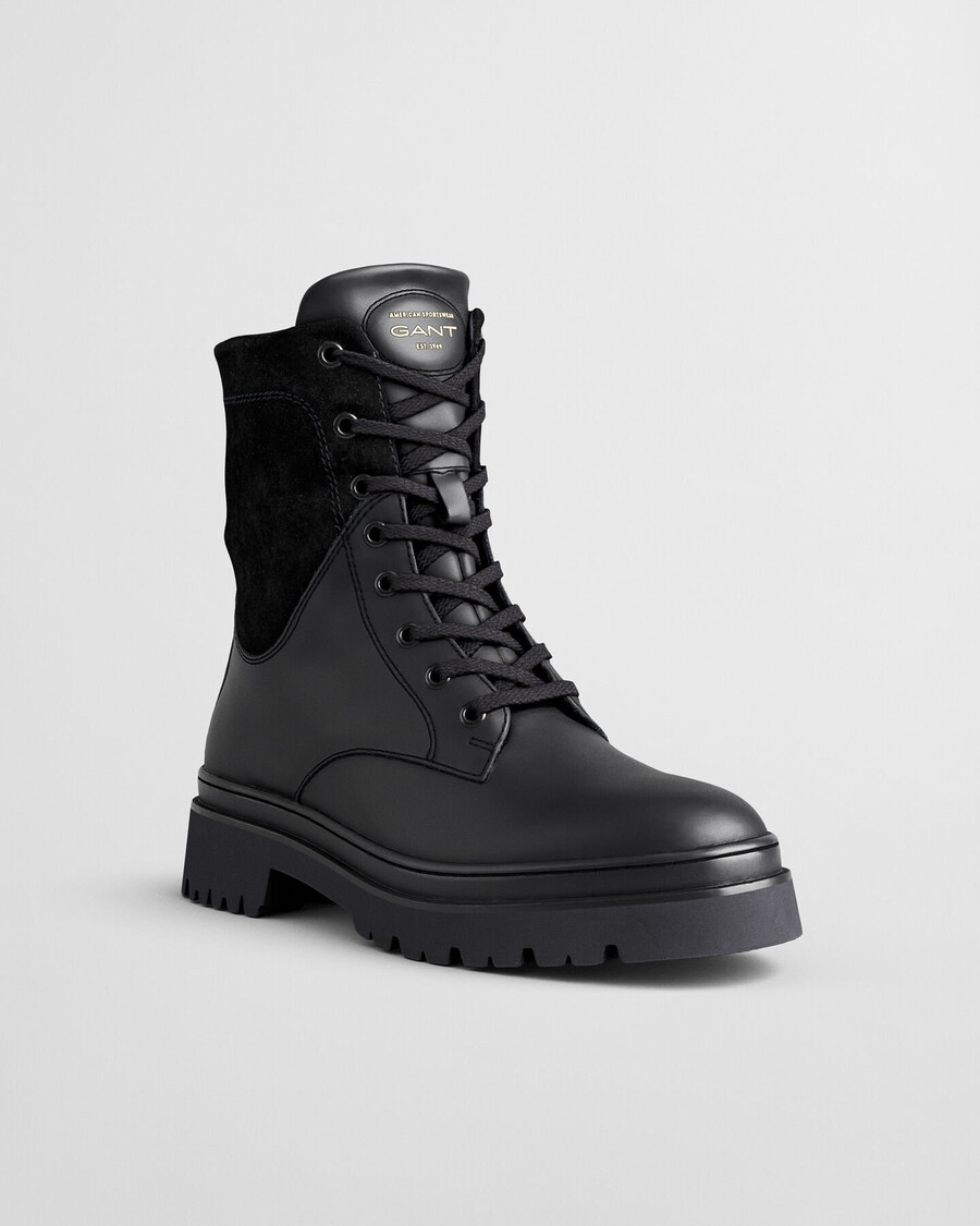 botas de couro com cadarço aligrey - pretas