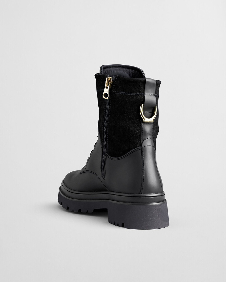 botas de couro com cadarço aligrey - pretas