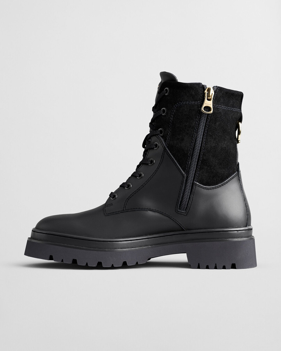 botas de couro com cadarço aligrey - pretas