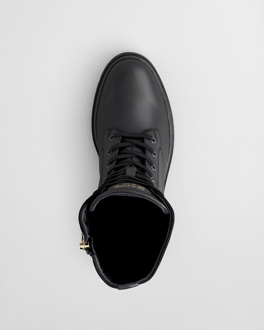 botas de couro com cadarço aligrey - pretas