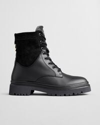 botas de couro com cadarço aligrey - pretas