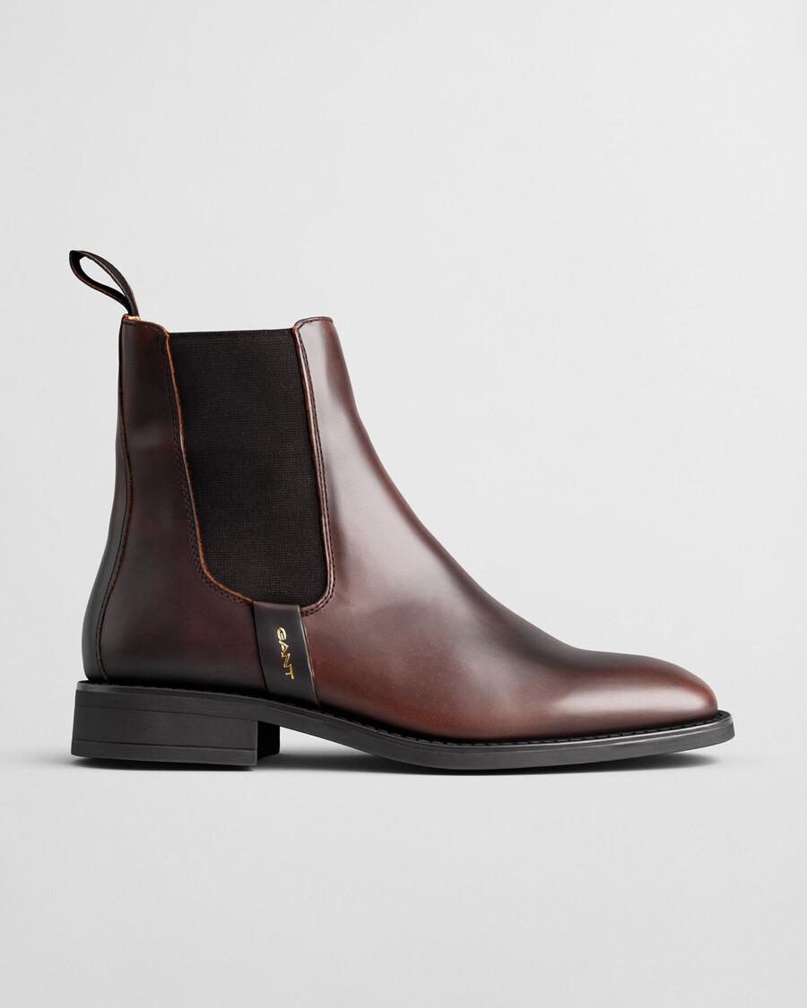 botas chelsea de couro fayy - marrom profundo