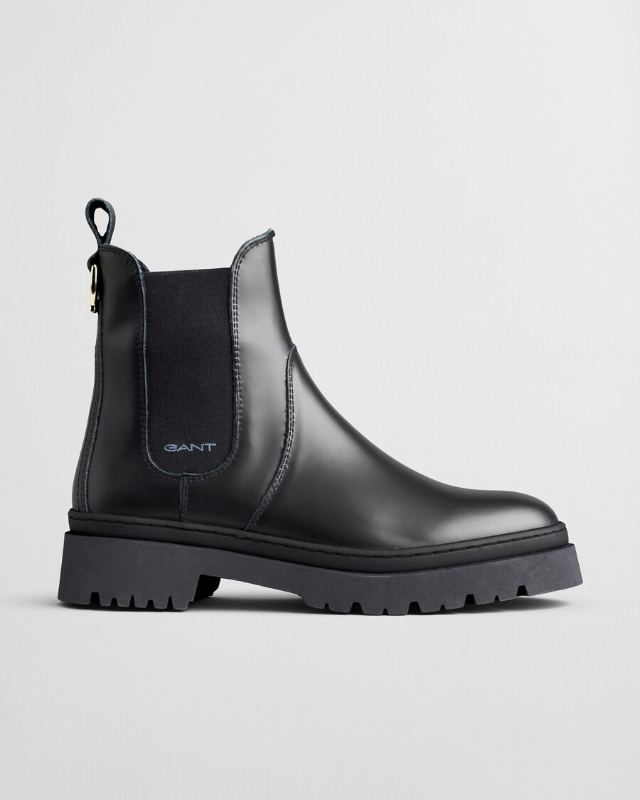botas chelsea de couro aligrey - pretas