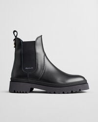 botas chelsea de couro aligrey - pretas