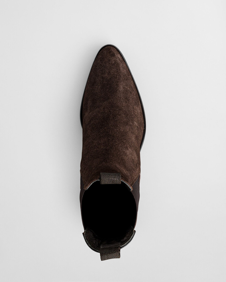 botas chelsea de camurça st broomly - marrom escuro