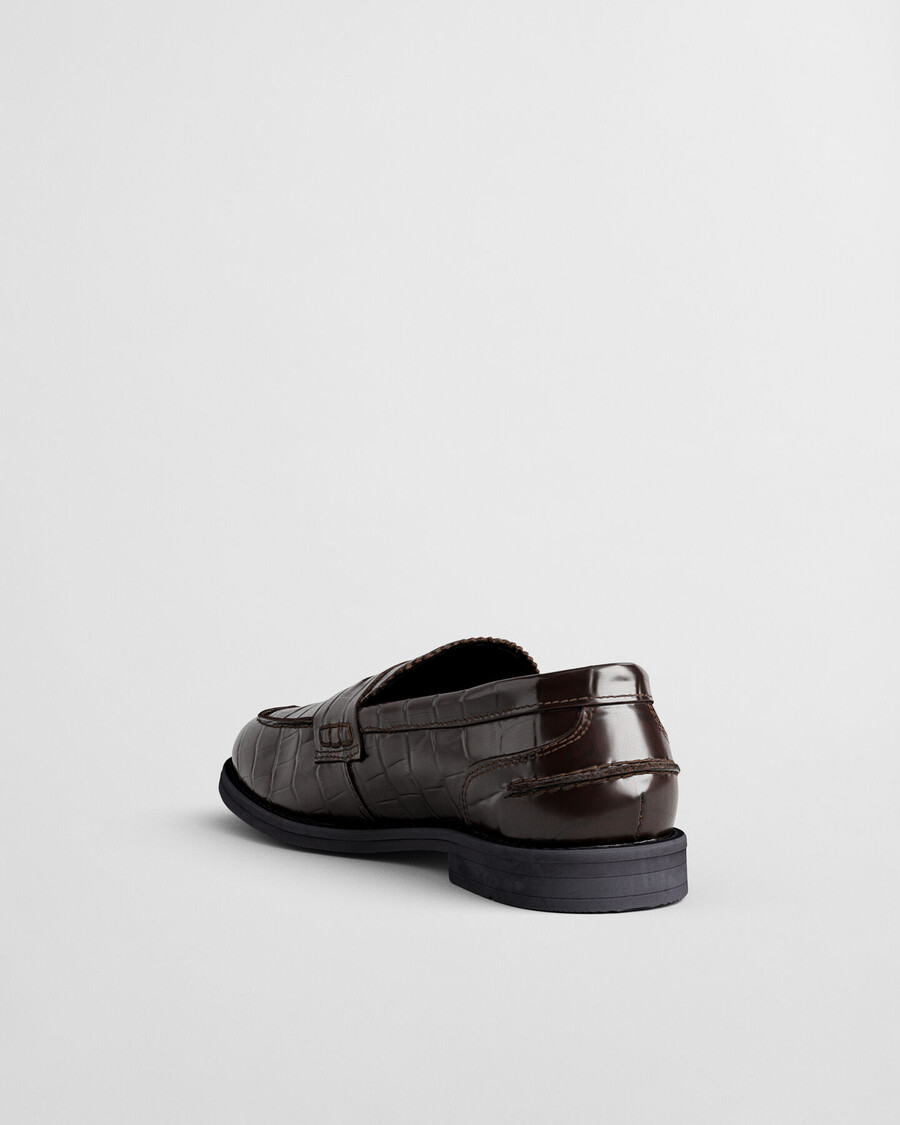 mocassins gracelyn em couro com efeito croco - marrom escuro