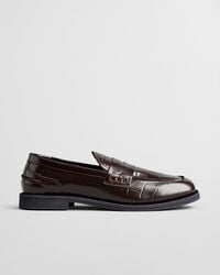 mocassins gracelyn em couro com efeito croco - marrom escuro