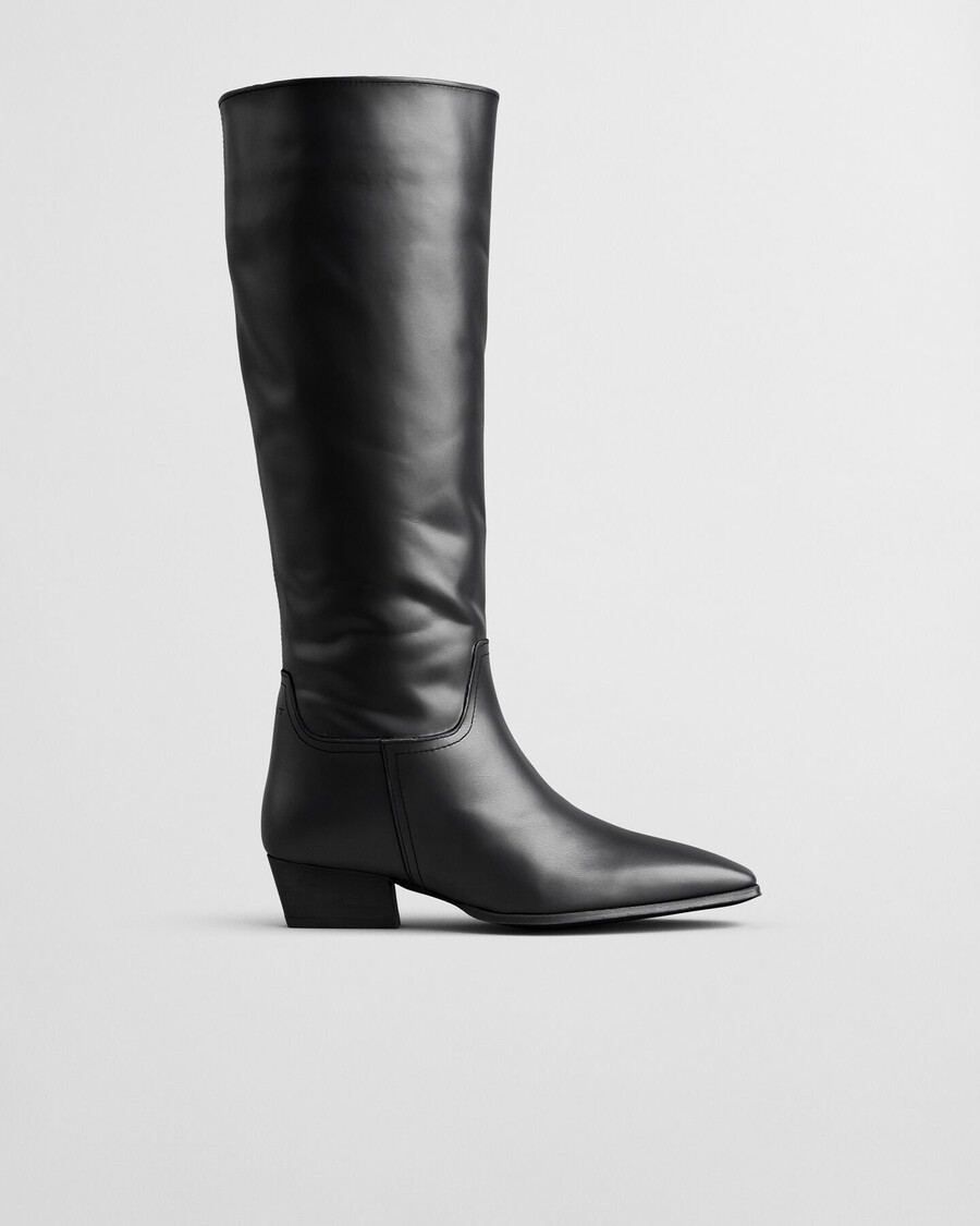 botas de couro bassotte até o joelho - pretas