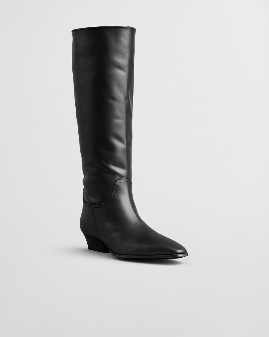 botas de couro bassotte até o joelho - pretas