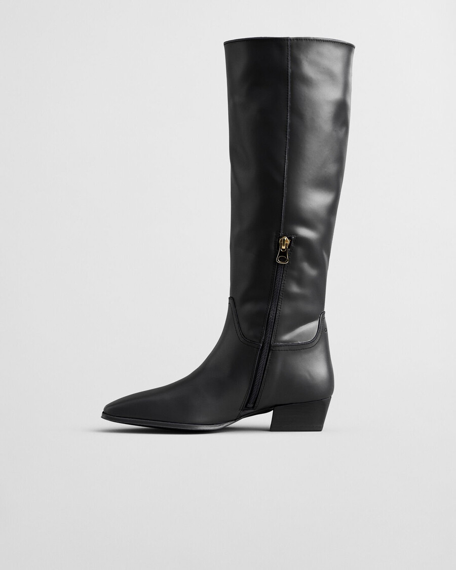 botas de couro bassotte até o joelho - pretas